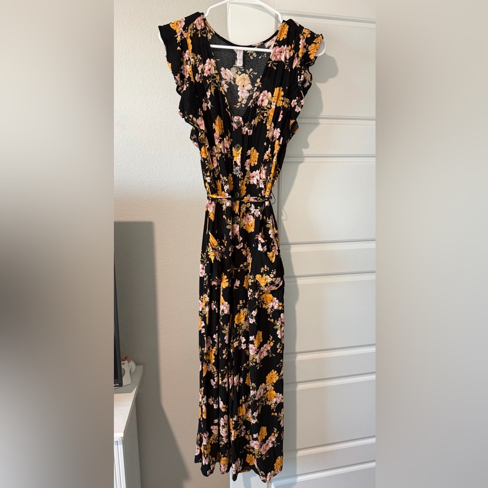 Floral Black and Yellow jumpsuit